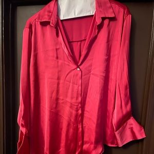 Pretty hot pink Zara blousy button up shirt only worn once XL loose fit